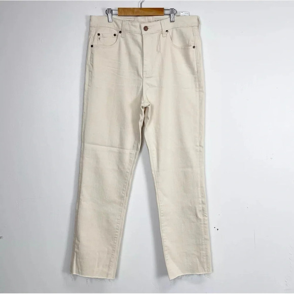 AG Jeans Womens Saige Jeans Size 32 High Rise Straight Leg 1 Year Cream NWT - Picture 1 of 14
